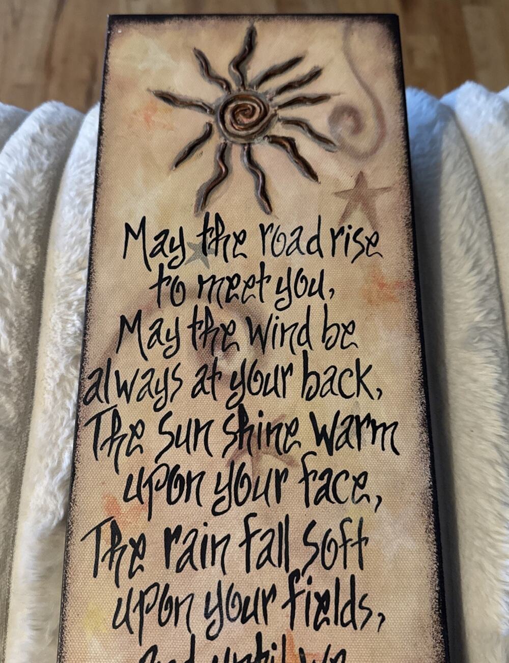 Irish Blessing Wall Hanging Decor Celtic Sign Wood Frame Rustic 20" x 6"